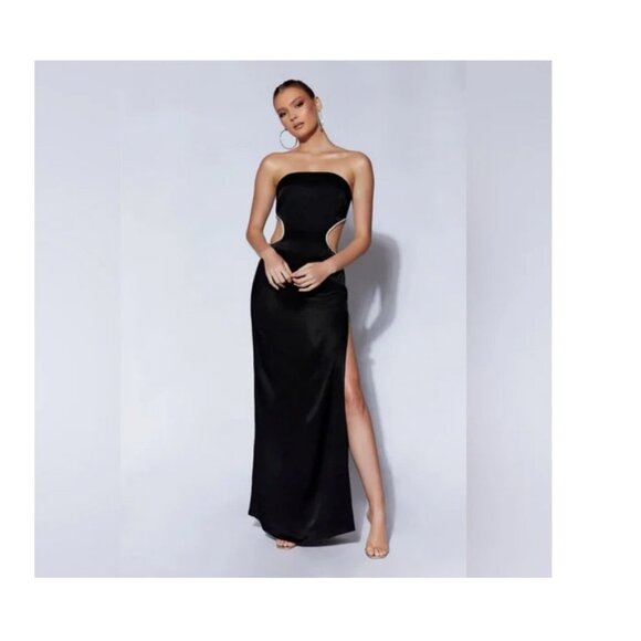 Meshki LAWRY Diamante Cut Out Maxi Dress Black NWT Size Medium - Picture 10 of 15